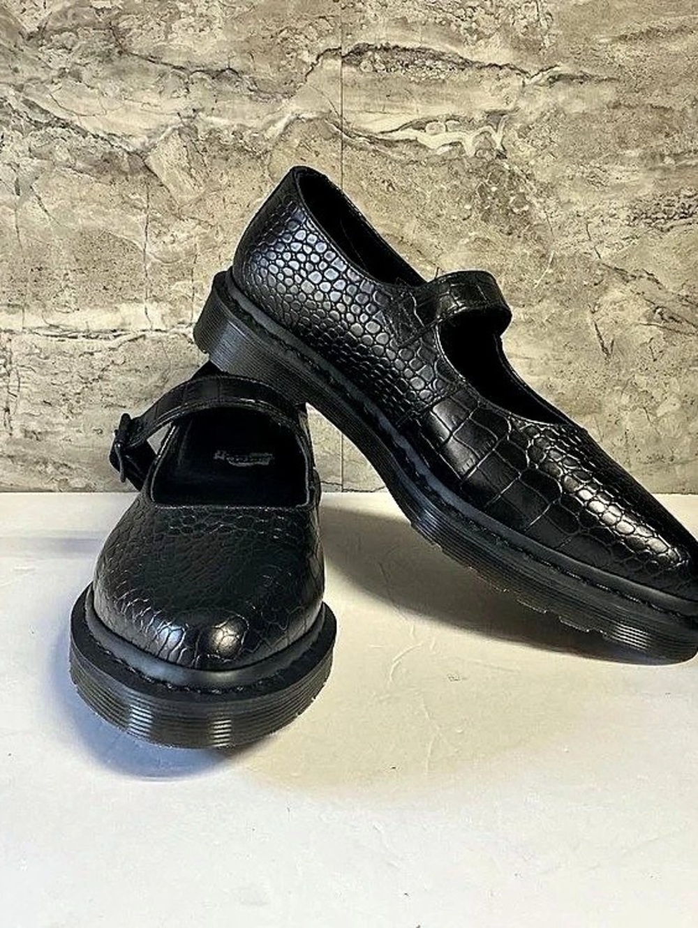 Dr. Martens Elphie Mary Jane Emboss Leather Shoes Black Crocodile-Embossed Mary - Picture 5 of 7